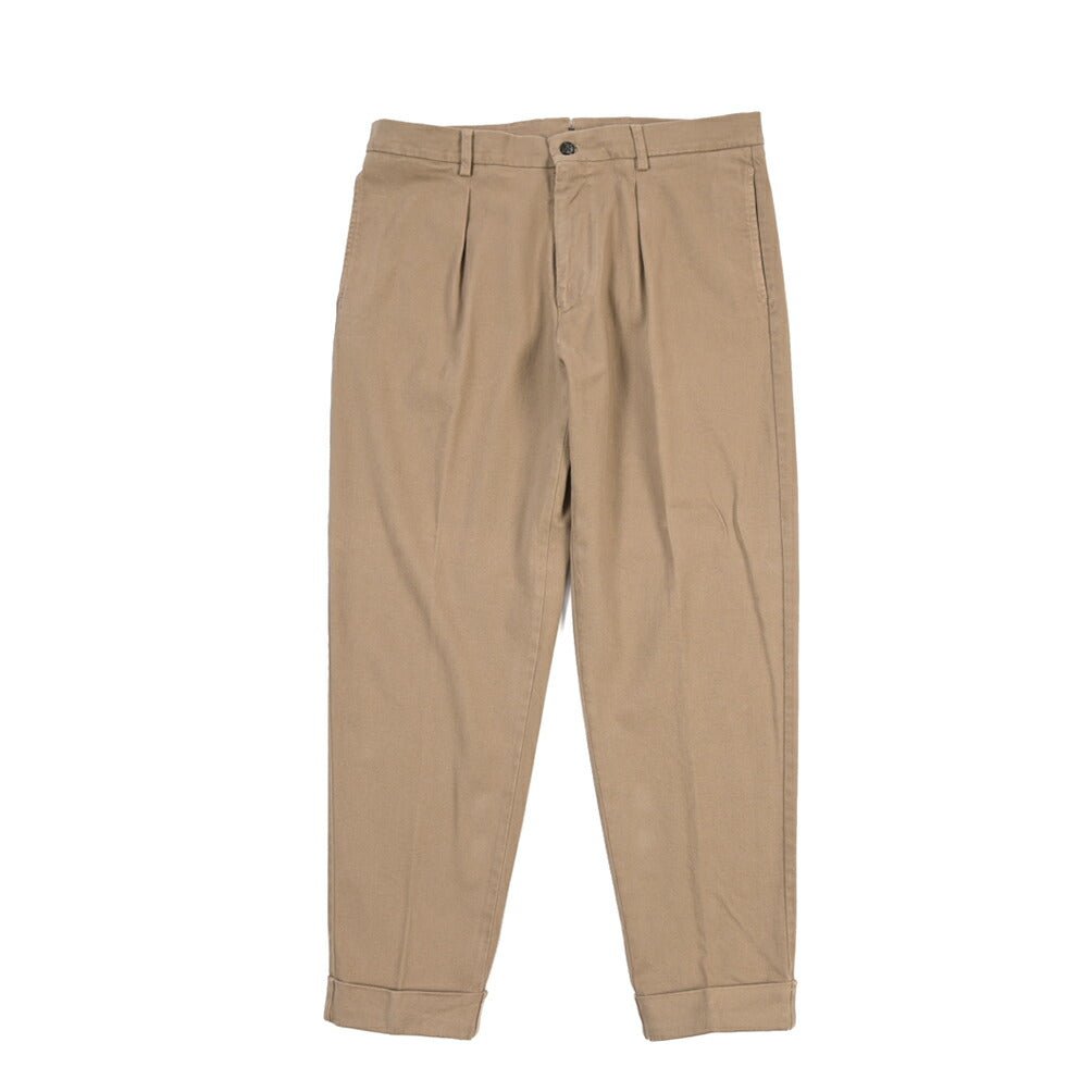 BERWICH “CHIAIA LONG-GD” ストレッチコットン ワンタックパンツ ブラウン(noce724) 50 | GUARDAROBA MILANO OFFICIAL STORE