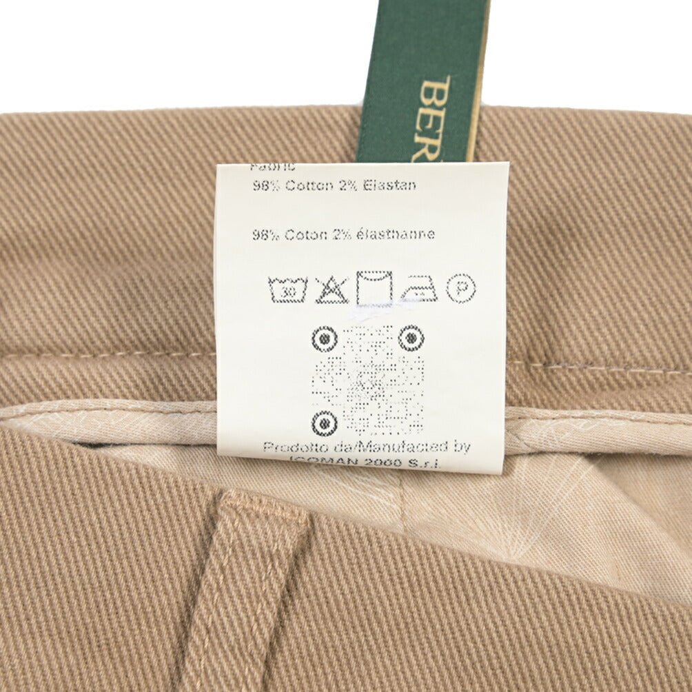 BERWICH “CHIAIA LONG-GD” ストレッチコットン ワンタックパンツ ブラウン(noce724) 50 | GUARDAROBA MILANO OFFICIAL STORE