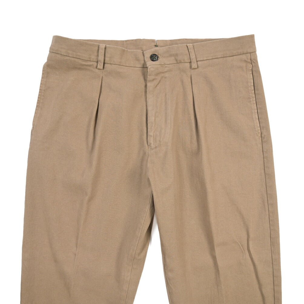 BERWICH “CHIAIA LONG-GD” ストレッチコットン ワンタックパンツ ブラウン(noce724) 50 | GUARDAROBA MILANO OFFICIAL STORE