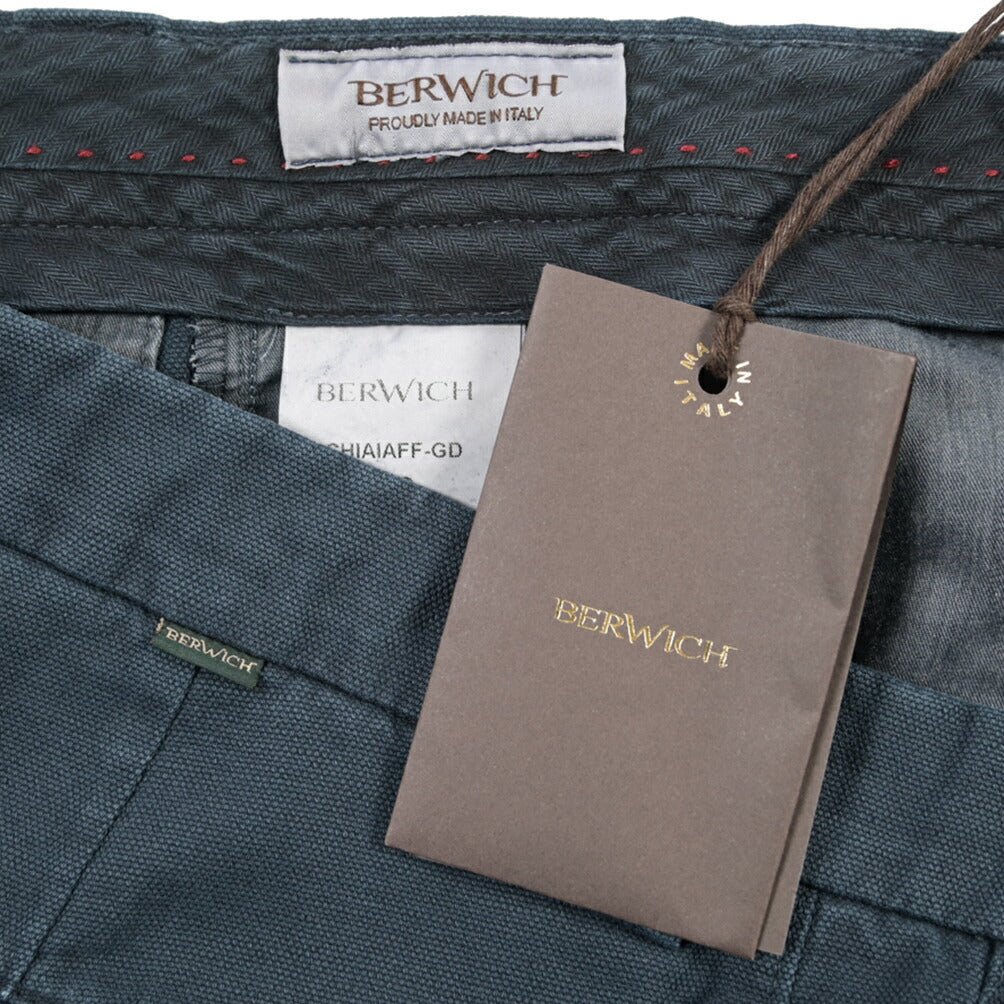BERWICH “CHIAIAFF - GD” リネン混コットン ノータックパンツ ネイビー(old339) 46 | GUARDAROBA MILANO OFFICIAL STORE