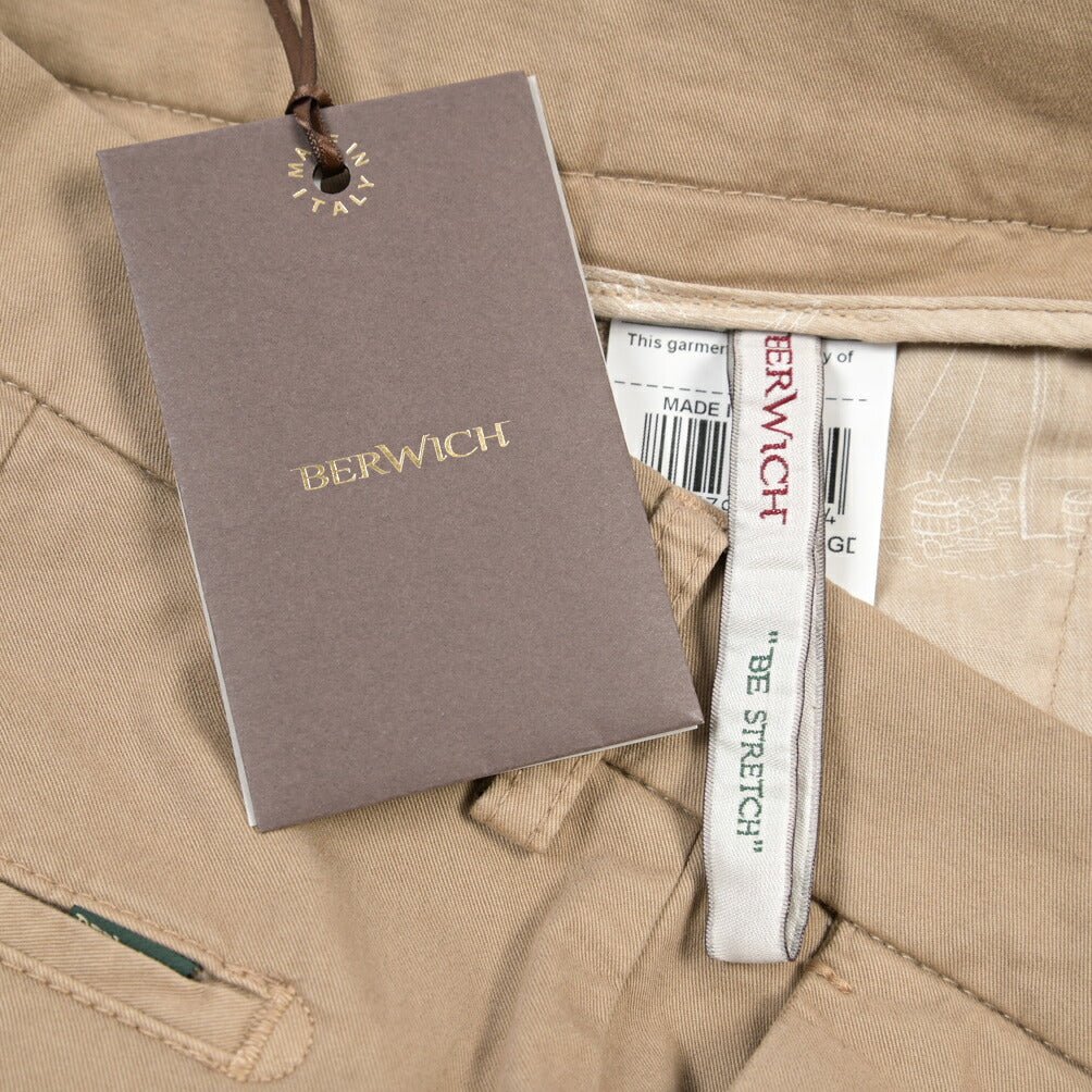 BERWICH “DAB FF CROP-GD” ストレッチコットン ノータックチノパンツ ベージュ(noce724) 46 | GUARDAROBA MILANO OFFICIAL STORE