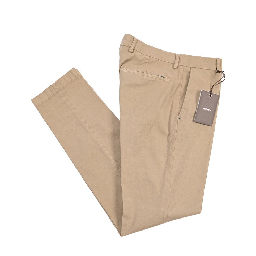 BERWICH “DAB FF CROP-GD” ストレッチコットン ノータックチノパンツ ベージュ(noce724) 46 | GUARDAROBA MILANO OFFICIAL STORE