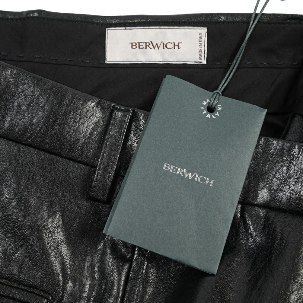 BERWICH “LUCANO LONG” エコレザー ワイドパンツ ブラック(black) 46 | GUARDAROBA MILANO OFFICIAL STORE