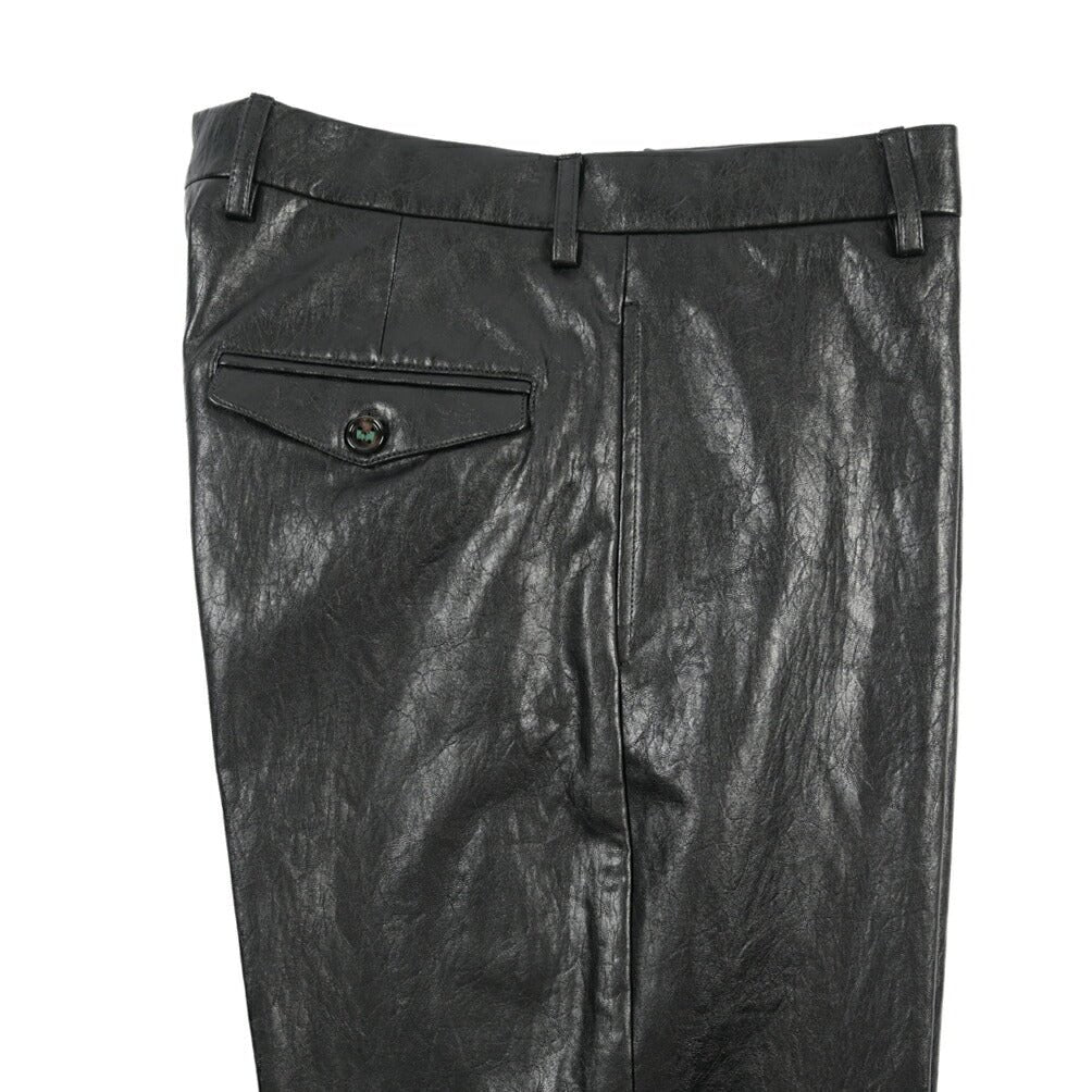 BERWICH “LUCANO LONG” エコレザー ワイドパンツ ブラック(black) 46 | GUARDAROBA MILANO OFFICIAL STORE
