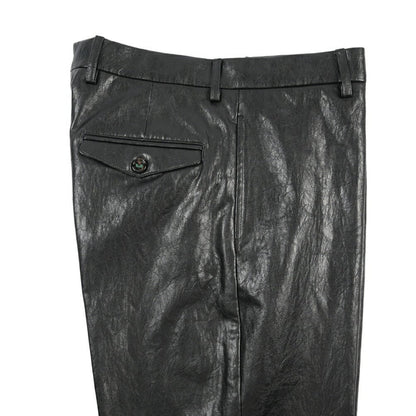BERWICH “LUCANO LONG” エコレザー ワイドパンツ ブラック(black) 46 | GUARDAROBA MILANO OFFICIAL STORE