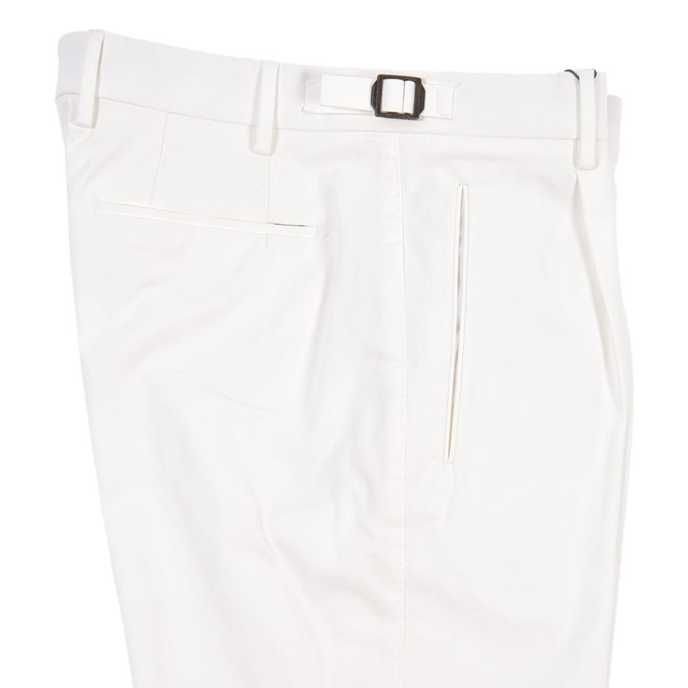 BERWICH “LUX RETRO LONG” ストレッチコットン ワンタックパンツ ホワイト(chalk) 46 | GUARDAROBA MILANO OFFICIAL STORE