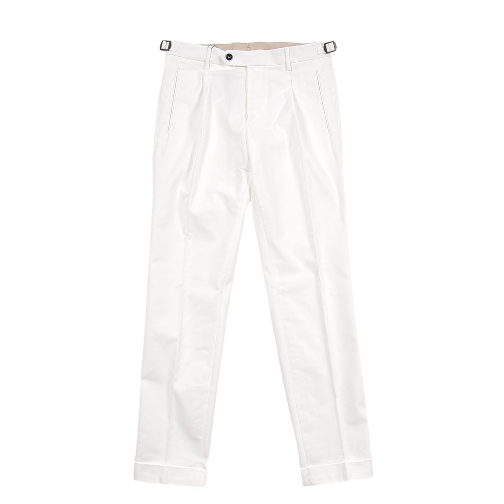 BERWICH “LUX RETRO LONG” ストレッチコットン ワンタックパンツ ホワイト(chalk) 46 | GUARDAROBA MILANO OFFICIAL STORE