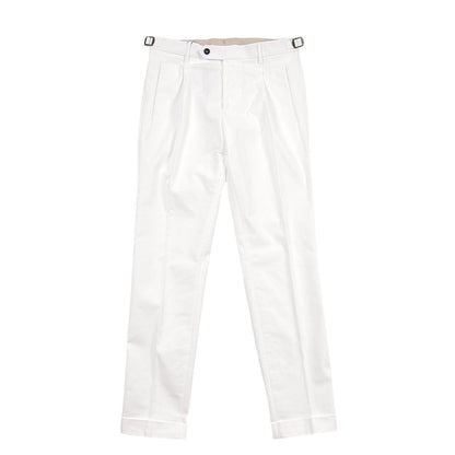 BERWICH “LUX RETRO LONG” ストレッチコットン ワンタックパンツ ホワイト(chalk) 46 | GUARDAROBA MILANO OFFICIAL STORE