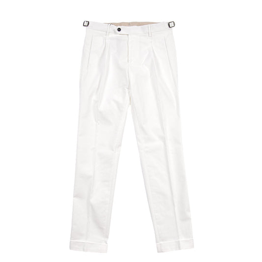 BERWICH “LUX RETRO LONG” ストレッチコットン ワンタックパンツ ホワイト(chalk) 46 | GUARDAROBA MILANO OFFICIAL STORE