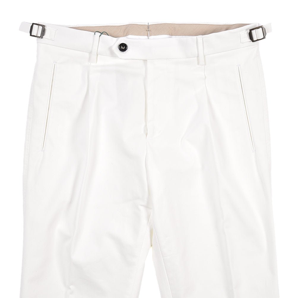BERWICH “LUX RETRO LONG” ストレッチコットン ワンタックパンツ ホワイト(chalk) 46 | GUARDAROBA MILANO OFFICIAL STORE