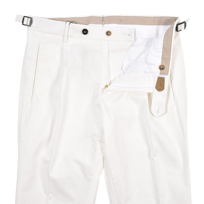 BERWICH “LUX RETRO LONG” ストレッチコットン ワンタックパンツ ホワイト(chalk) 46 | GUARDAROBA MILANO OFFICIAL STORE