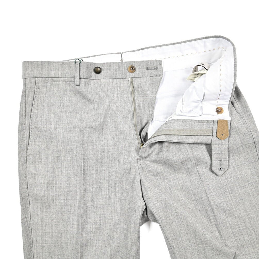 BERWICH “LUX VULCANO” カシミヤ混ウール ノータックスラックス ライトグレー(lt grey) 46 | GUARDAROBA MILANO OFFICIAL STORE