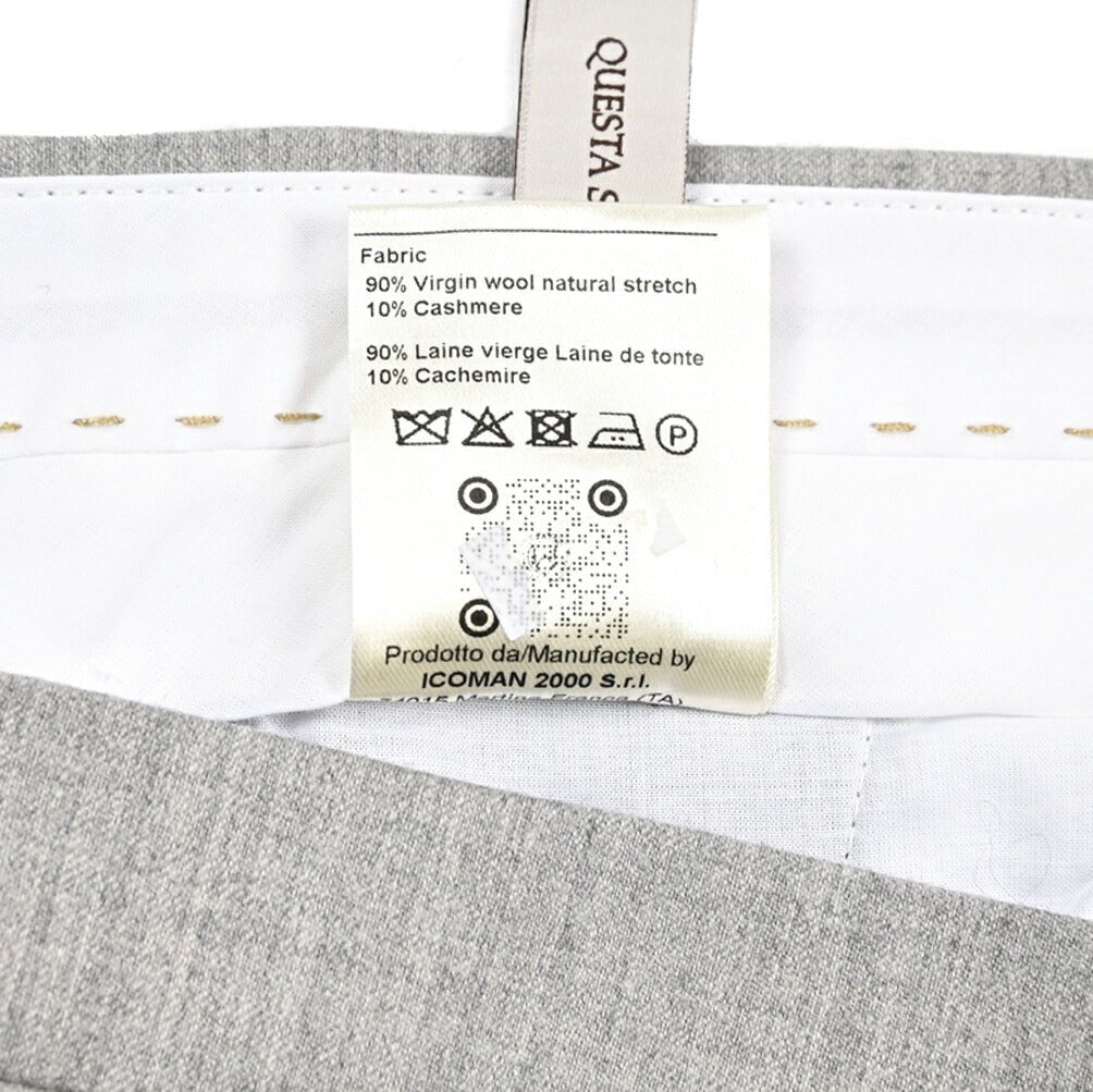 BERWICH “LUX VULCANO” カシミヤ混ウール ノータックスラックス ライトグレー(lt grey) 46 | GUARDAROBA MILANO OFFICIAL STORE