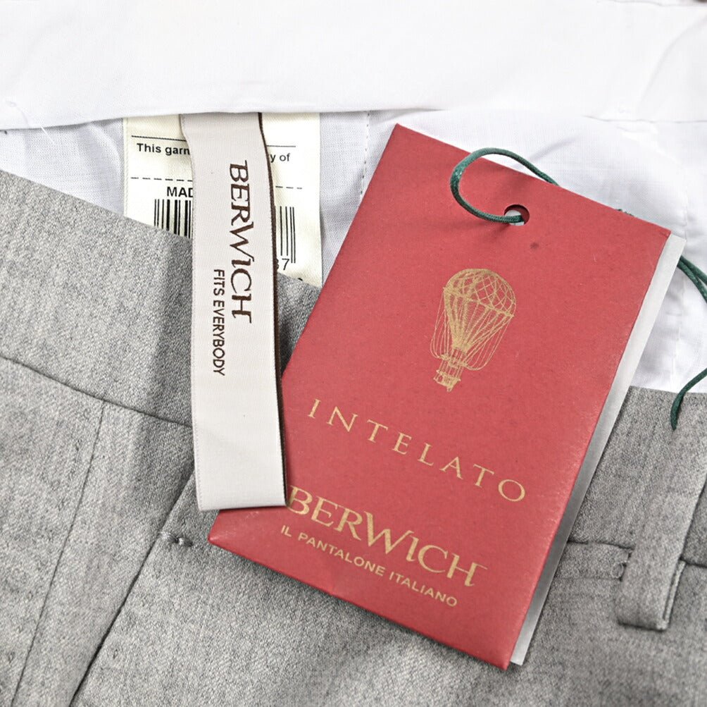 BERWICH “LUX VULCANO” カシミヤ混ウール ノータックスラックス ライトグレー(lt grey) 46 | GUARDAROBA MILANO OFFICIAL STORE