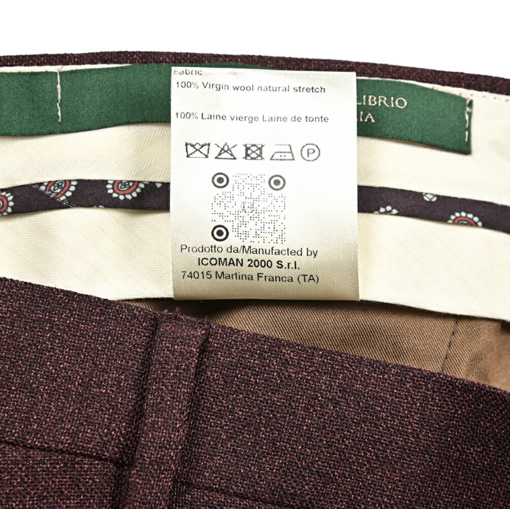 BERWICH “MORELLO” ヴァージンウール100% ノータックスラックス ワインレッド(red) 46 | GUARDAROBA MILANO OFFICIAL STORE