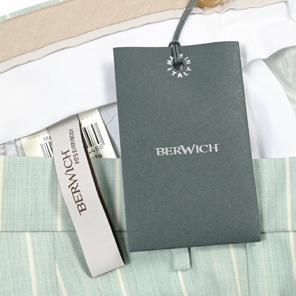 BERWICH “MORELLO 1P” ヴァージンウール100% ワンタックスラックス ライトグリーン(lt green) 46 | GUARDAROBA MILANO OFFICIAL STORE