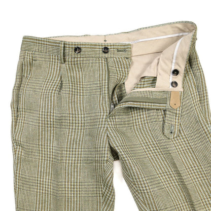BERWICH “MORELLO 1P” リネン100% ワンタックスラックス グリーン(green) 46 | GUARDAROBA MILANO OFFICIAL STORE