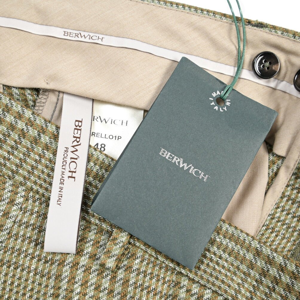 BERWICH “MORELLO 1P” リネン100% ワンタックスラックス グリーン(green) 46 | GUARDAROBA MILANO OFFICIAL STORE