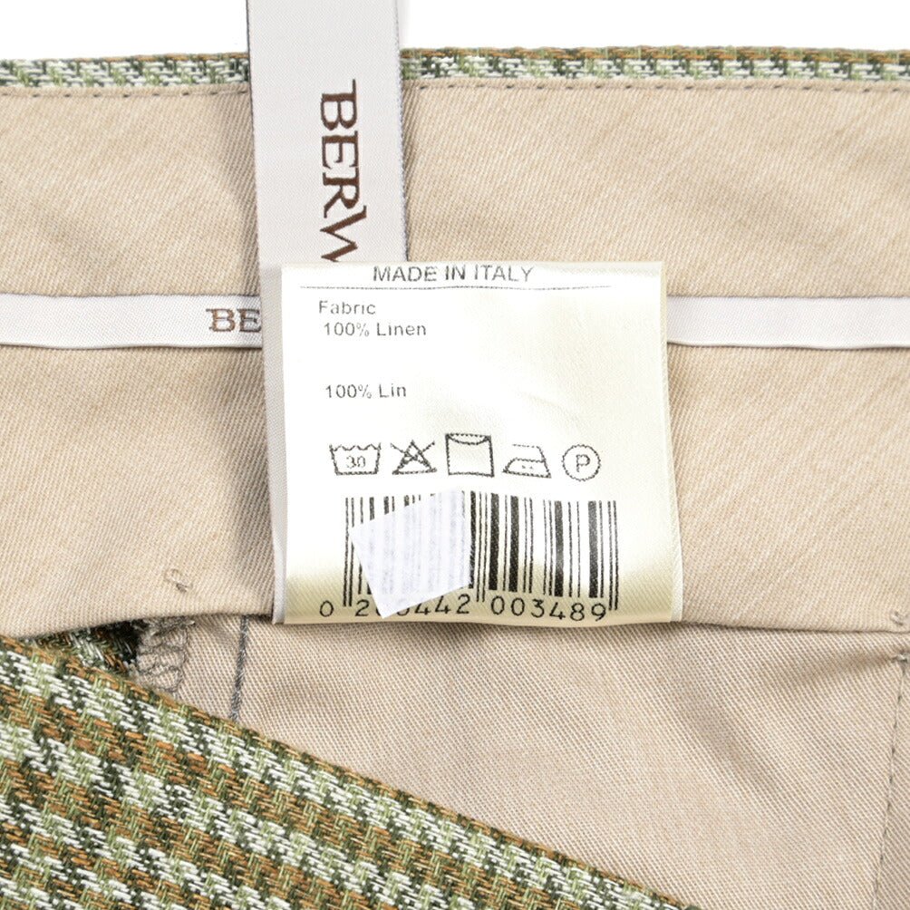 BERWICH “MORELLO 1P” リネン100% ワンタックスラックス グリーン(green) 46 | GUARDAROBA MILANO OFFICIAL STORE