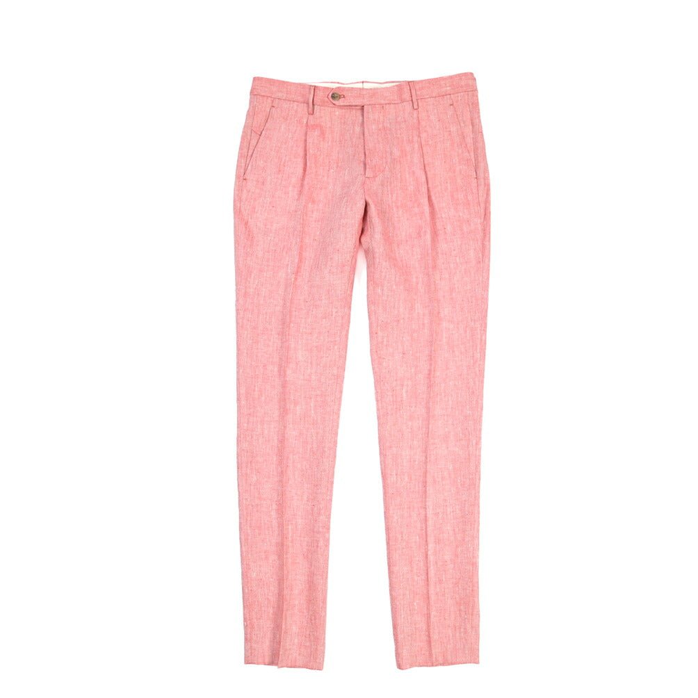 BERWICH “MORELLO 1P” リネン100% ワンタックスラックス ピンク(peach) 46 | GUARDAROBA MILANO OFFICIAL STORE