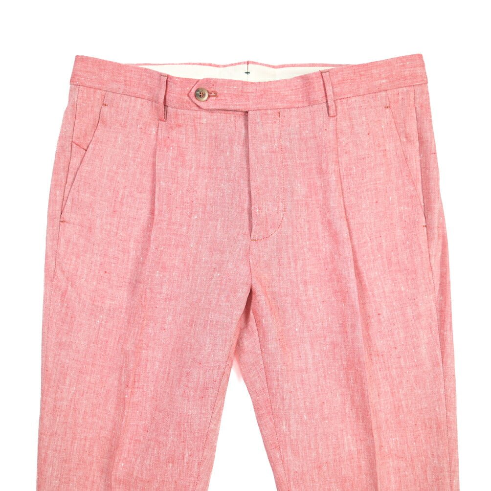 BERWICH “MORELLO 1P” リネン100% ワンタックスラックス ピンク(peach) 46 | GUARDAROBA MILANO OFFICIAL STORE