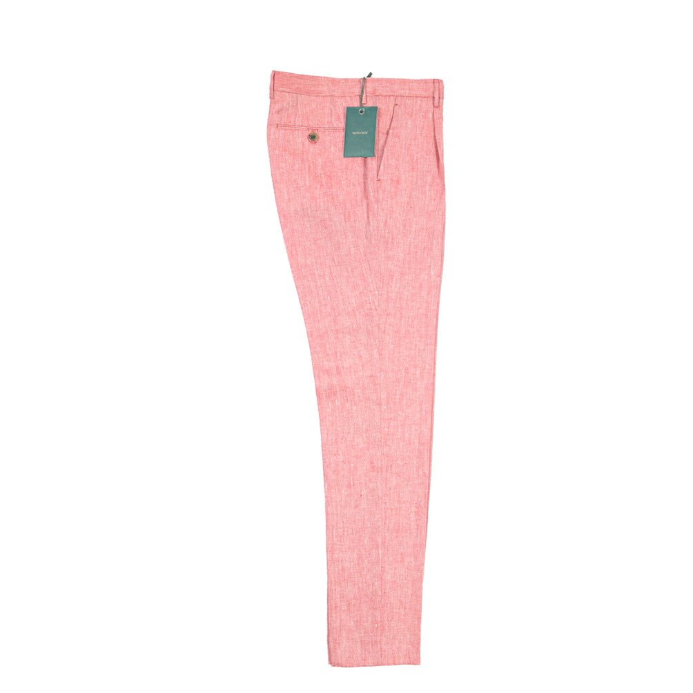 BERWICH “MORELLO 1P” リネン100% ワンタックスラックス ピンク(peach) 46 | GUARDAROBA MILANO OFFICIAL STORE
