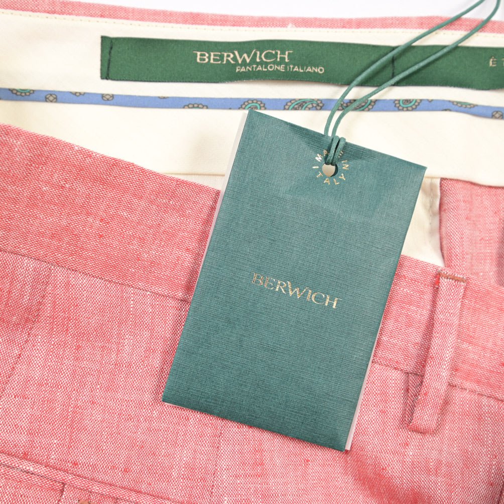 BERWICH “MORELLO 1P” リネン100% ワンタックスラックス ピンク(peach) 46 | GUARDAROBA MILANO OFFICIAL STORE