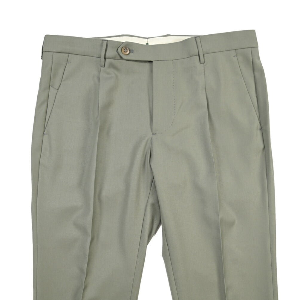BERWICH “MORELLO 1P” ウール100% ワンタックスラックス / CANONICO製生地 グリーン(sage) 48 | GUARDAROBA MILANO OFFICIAL STORE