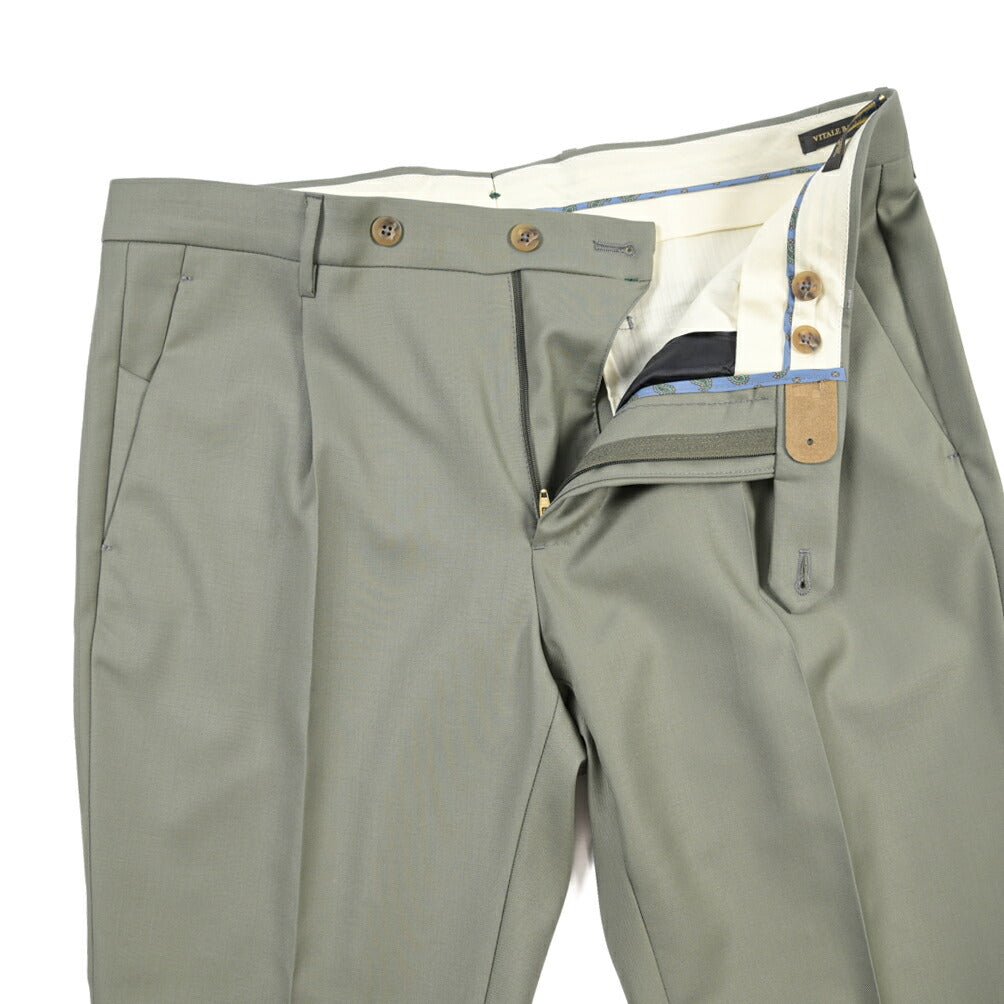 BERWICH “MORELLO 1P” ウール100% ワンタックスラックス / CANONICO製生地 グリーン(sage) 48 | GUARDAROBA MILANO OFFICIAL STORE