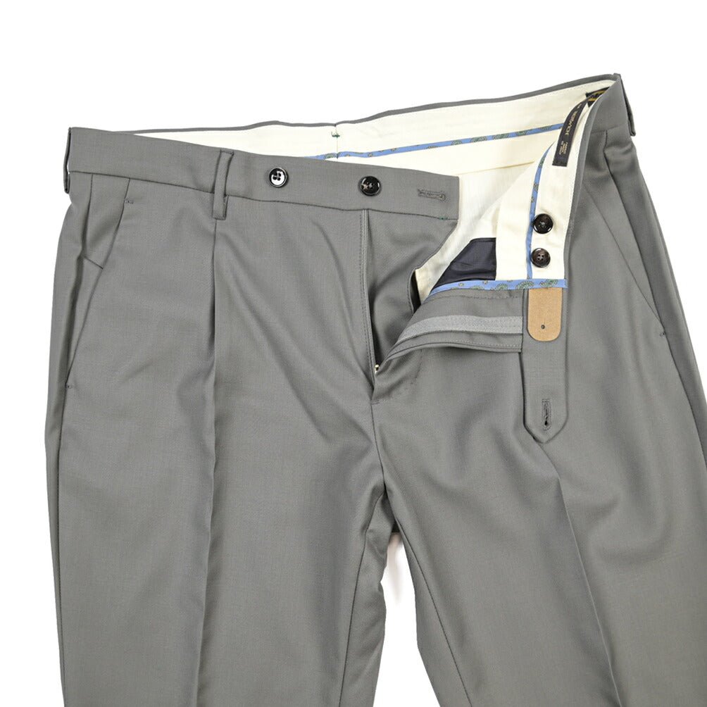 BERWICH “MORELLO 1P” ウール100% ワンタックスラックス / CANONICO製生地 グレー(matt grey) 48 | GUARDAROBA MILANO OFFICIAL STORE