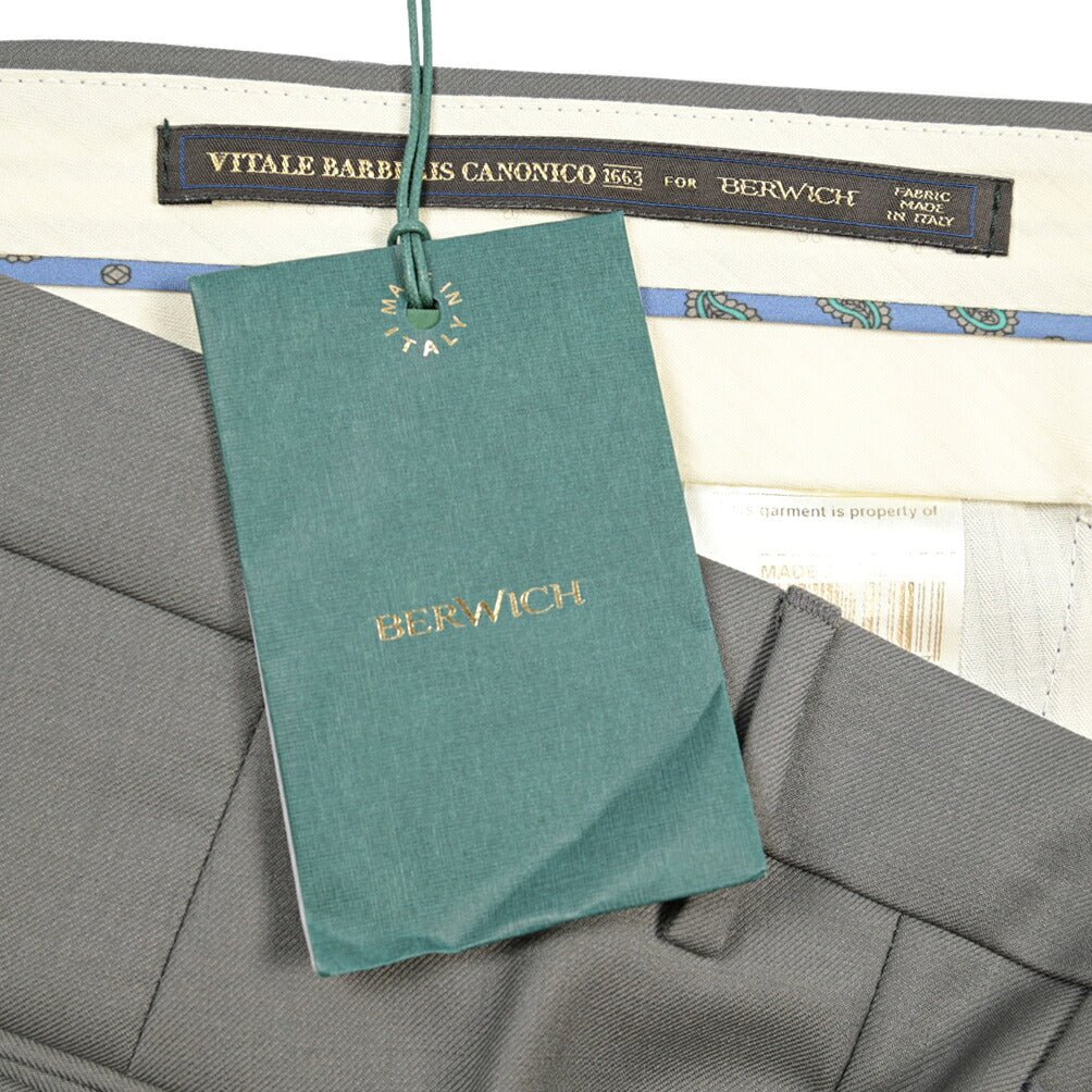 BERWICH “MORELLO 1P” ウール100% ワンタックスラックス / CANONICO製生地 グレー(matt grey) 48 | GUARDAROBA MILANO OFFICIAL STORE