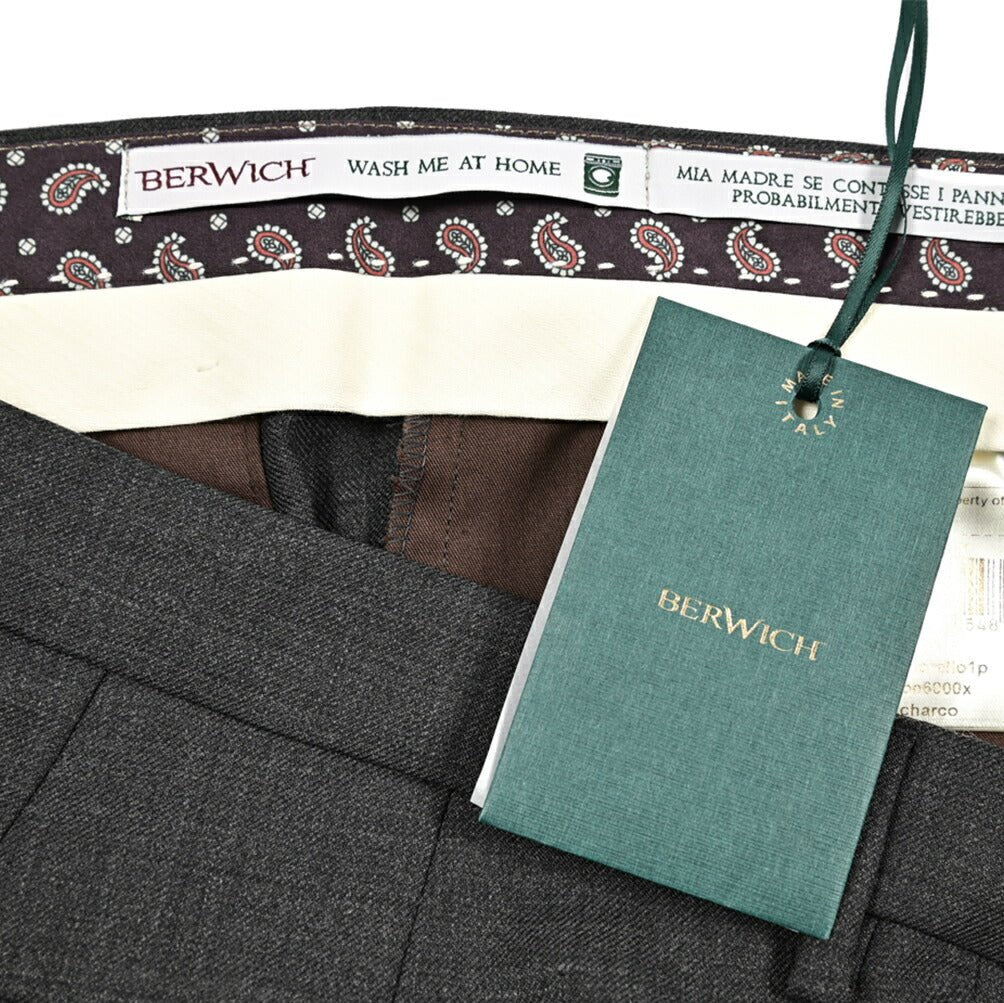 BERWICH "MORELLO 1P" ストレッチウール ワンタックスラックス グレー(charco) 54 | GUARDAROBA MILANO OFFICIAL STORE