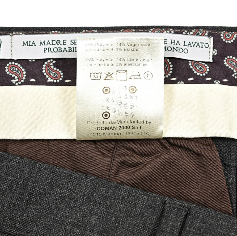 BERWICH "MORELLO 1P" ストレッチウール ワンタックスラックス グレー(charco) 54 | GUARDAROBA MILANO OFFICIAL STORE