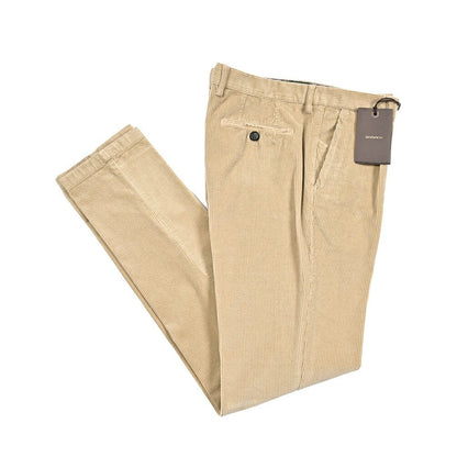 BERWICH “MORELLO 1P - GD” ストレッチコットン 中畝コーデュロイワンタックパンツ ベージュ(beige208) 46 | GUARDAROBA MILANO OFFICIAL STORE