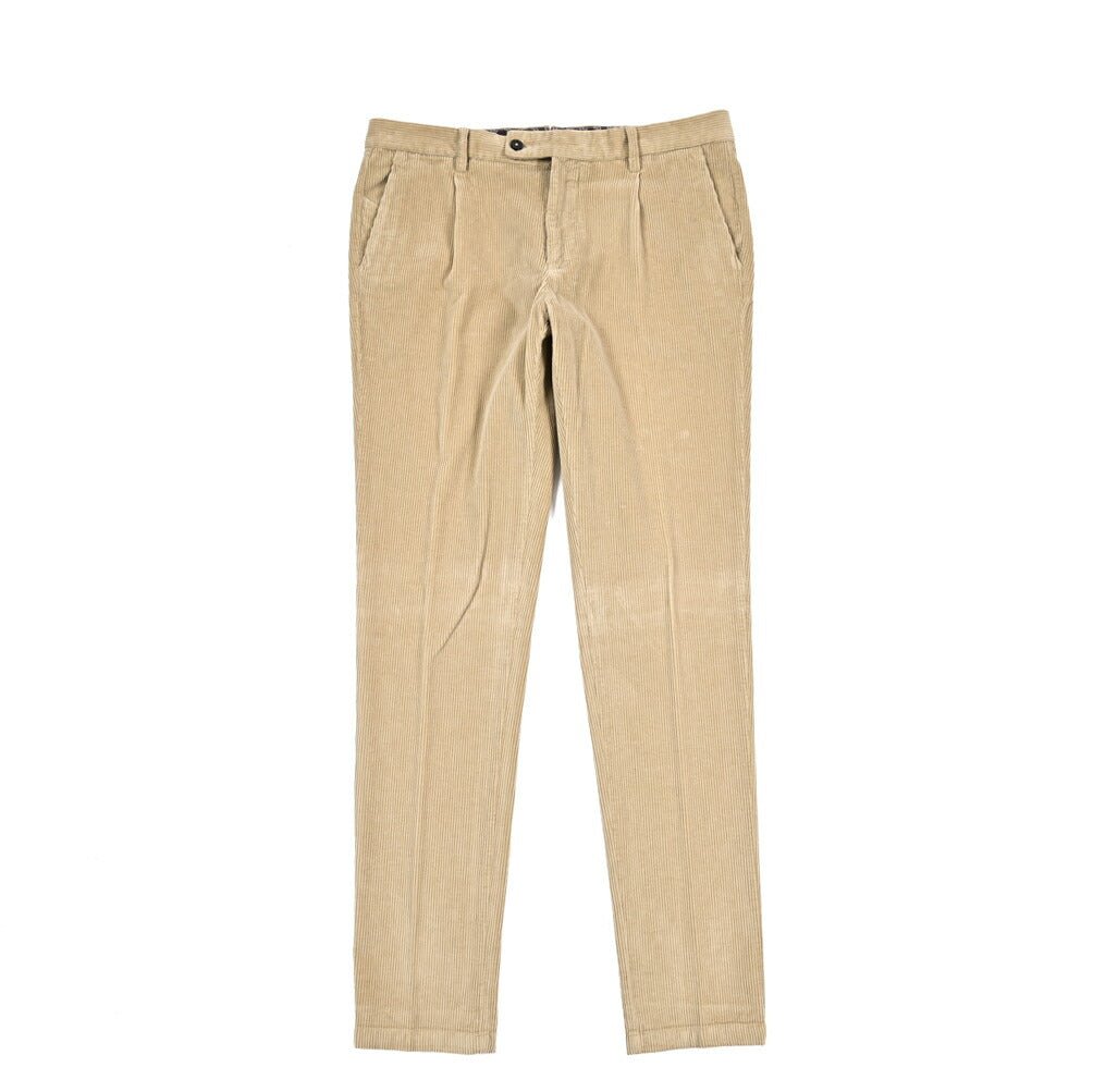 BERWICH “MORELLO 1P - GD” ストレッチコットン 中畝コーデュロイワンタックパンツ ベージュ(beige208) 46 | GUARDAROBA MILANO OFFICIAL STORE