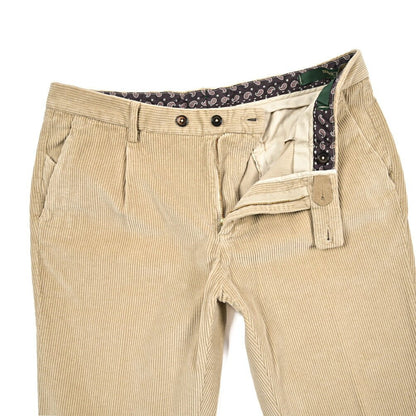 BERWICH “MORELLO 1P - GD” ストレッチコットン 中畝コーデュロイワンタックパンツ ベージュ(beige208) 46 | GUARDAROBA MILANO OFFICIAL STORE