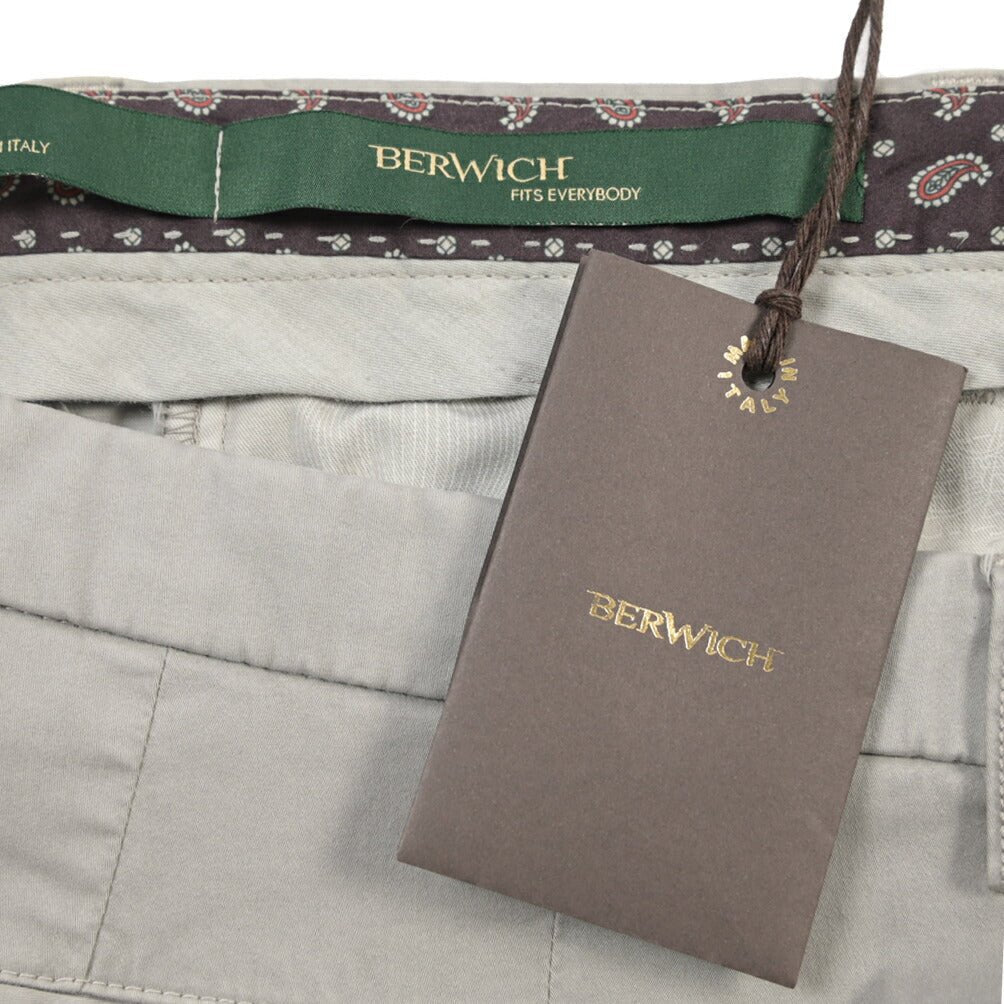 BERWICH “MORELLO 1P-GD” リヨセル混コットン ワンタックチノパンツ グレー(conza701) 52 | GUARDAROBA MILANO OFFICIAL STORE