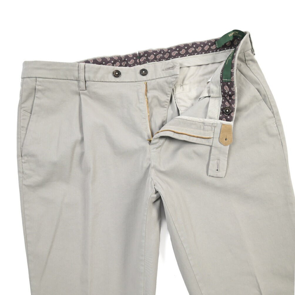 BERWICH “MORELLO 1P-GD” リヨセル混コットン ワンタックチノパンツ グレー(conza701) 52 | GUARDAROBA MILANO OFFICIAL STORE