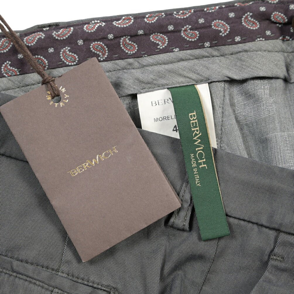 BERWICH “MORELLO 1P-GD” リヨセル混コットン ワンタックパンツ グレー(oliva636) 46 | GUARDAROBA MILANO OFFICIAL STORE