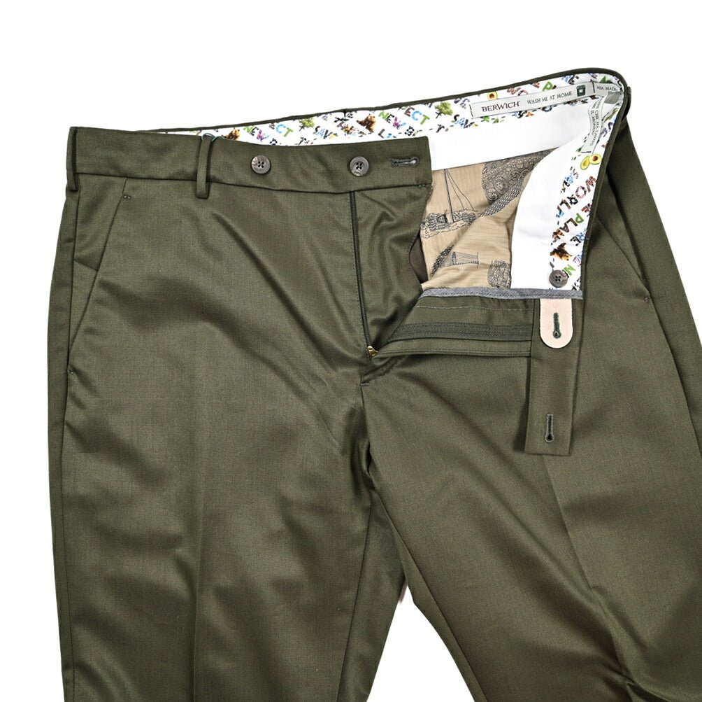 BERWICH "MORELLO" ストレッチウールコットン ノータックスリムパンツ｜424412 - 52｜GUARDAROBA MILANO OFFICIAL STORE