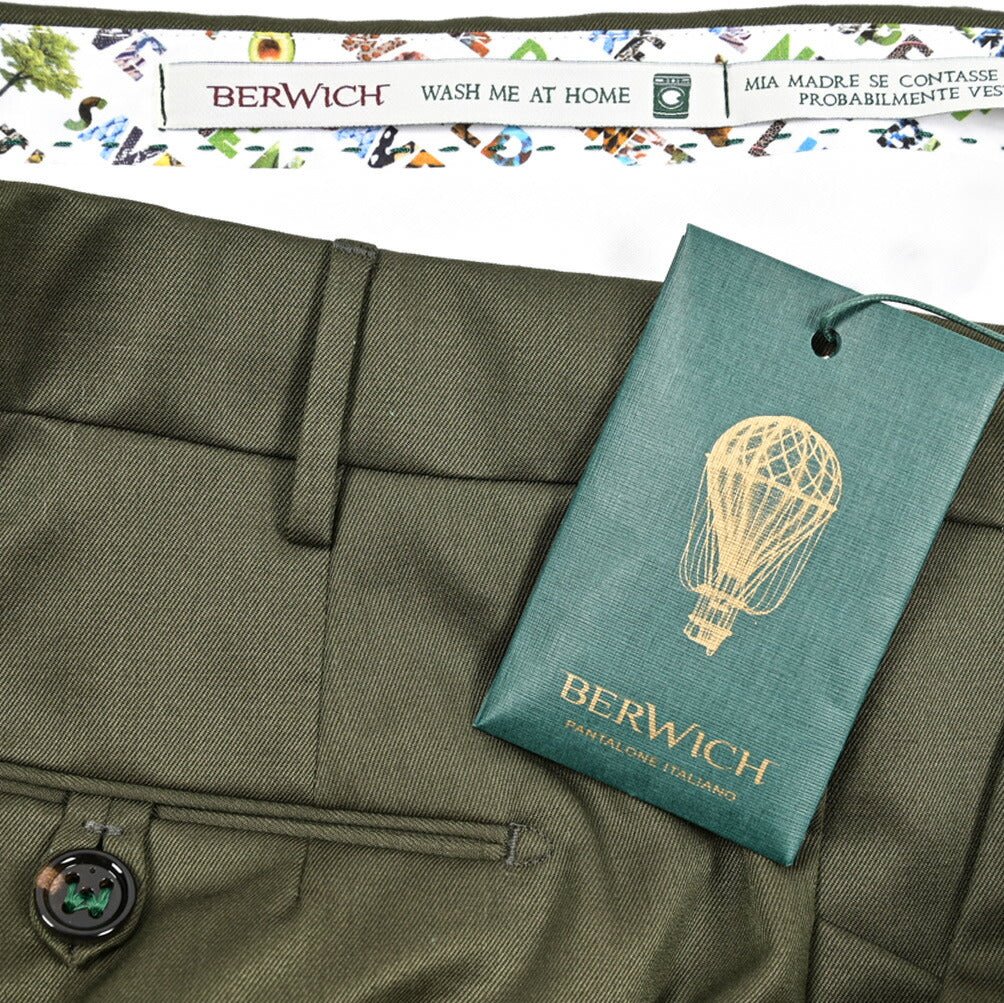 BERWICH "MORELLO" ストレッチウールコットン ノータックスリムパンツ｜424412 - 52｜GUARDAROBA MILANO OFFICIAL STORE