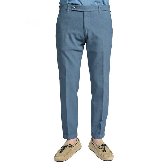 BERWICH "MORELLO" ストレッチコットン ノータックパンツ ブルー(blue786) 48 | GUARDAROBA MILANO OFFICIAL STORE