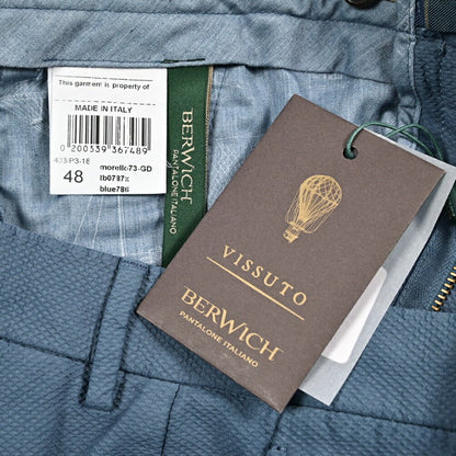 BERWICH "MORELLO" ストレッチコットン ノータックパンツ ブルー(blue786) 48 | GUARDAROBA MILANO OFFICIAL STORE