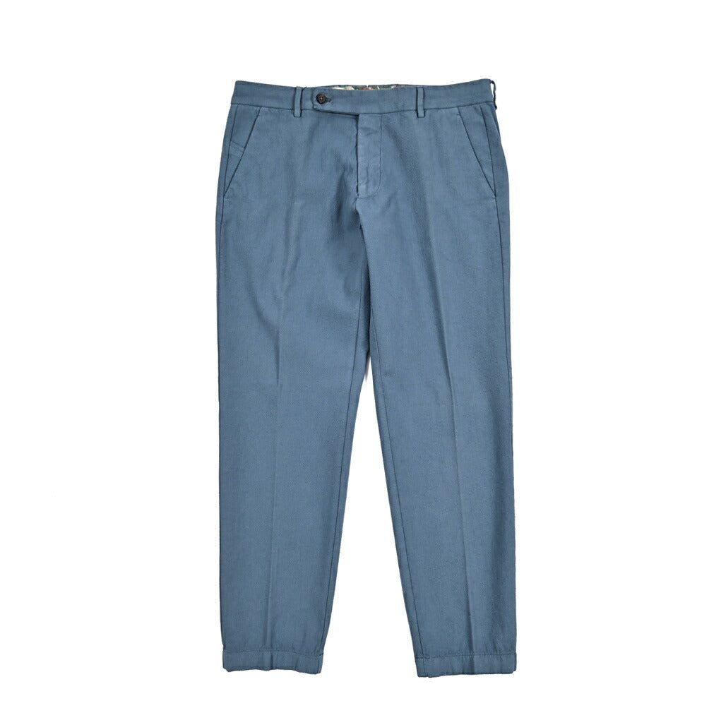 BERWICH "MORELLO" ストレッチコットン ノータックパンツ ブルー(blue786) 48 | GUARDAROBA MILANO OFFICIAL STORE