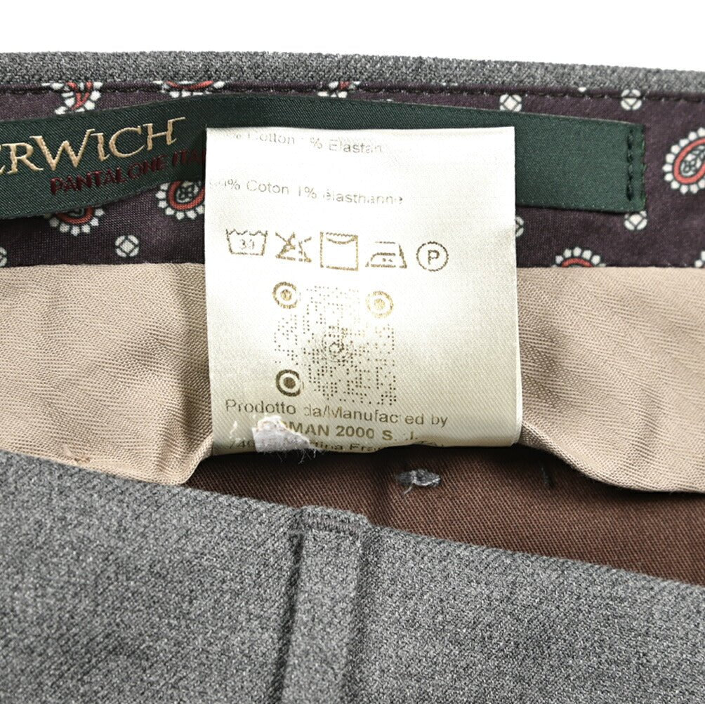 BERWICH “MORELLO” ストレッチコットン ノータックパンツ グレー(grey) 46 | GUARDAROBA MILANO OFFICIAL STORE