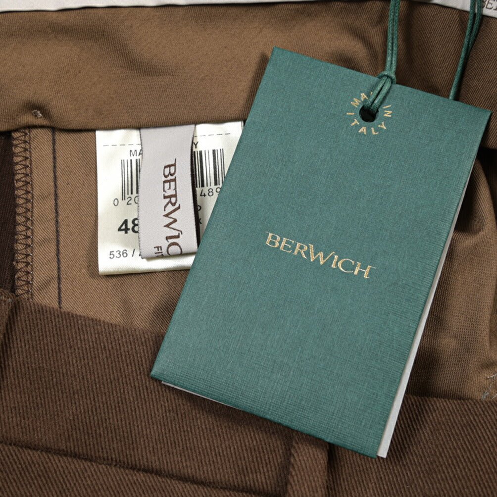 BERWICH “MORELLO” ストレッチコットン ノータックパンツ ブラウン(brown) 46 | GUARDAROBA MILANO OFFICIAL STORE