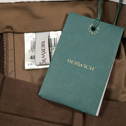 BERWICH “MORELLO” ストレッチコットン ノータックパンツ ブラウン(brown) 46 | GUARDAROBA MILANO OFFICIAL STORE