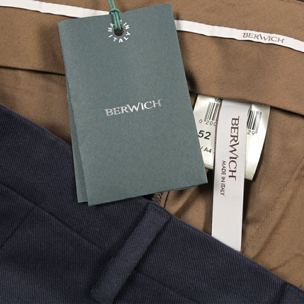 BERWICH “MORELLO” ストレッチコットン ノータックパンツ ネイビー(blue) 52 | GUARDAROBA MILANO OFFICIAL STORE