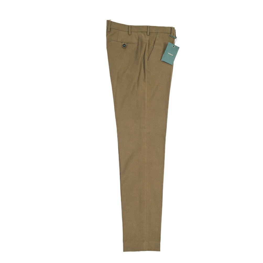 BERWICH “MORELLO” ストレッチコットン ノータックパンツ カーキグリーン(khaki) 50 | GUARDAROBA MILANO OFFICIAL STORE