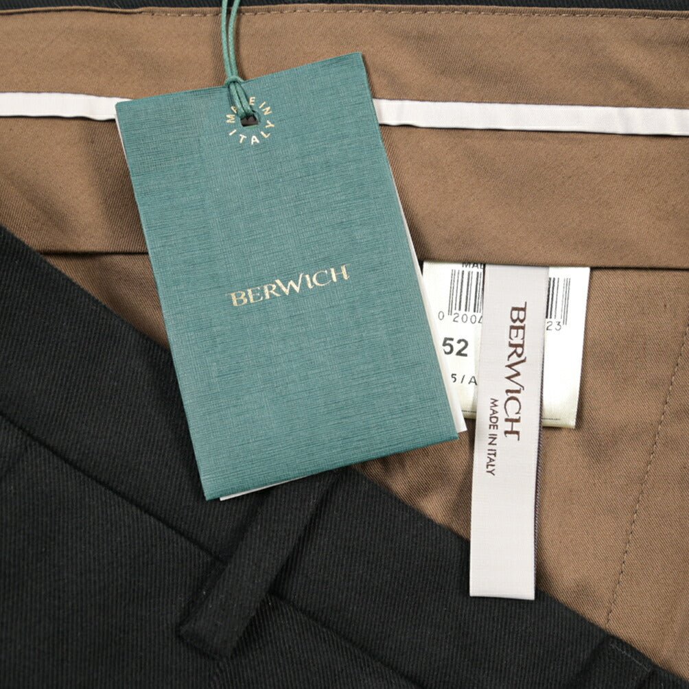 BERWICH “MORELLO” ストレッチコットン ノータックチノパンツ ブラック(black) 52 | GUARDAROBA MILANO OFFICIAL STORE